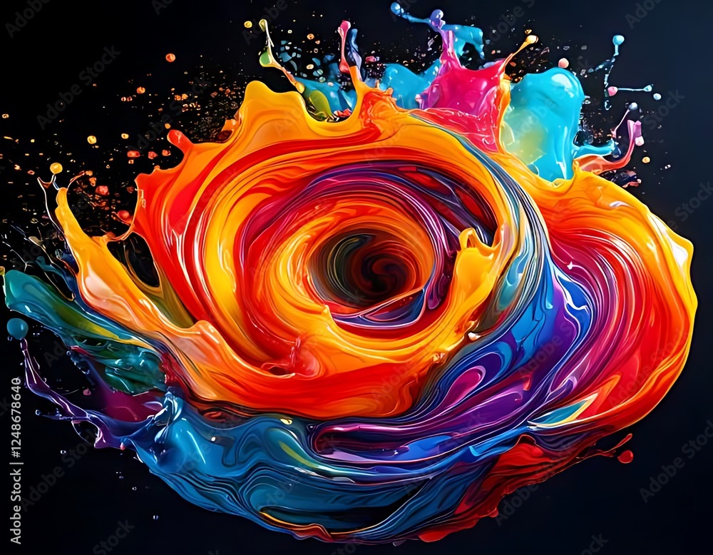 Poster vibrant colors swirl and dance in an abstract display of fluid motion, generating dynamic energy.