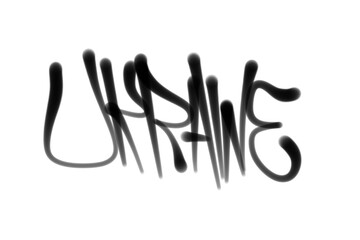 UKRAINE country name sprayed graffiti letters isolated hand drawn