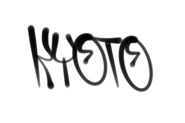 Fototapeta premium KYOTO city name sprayed graffiti isolated hand drawn style