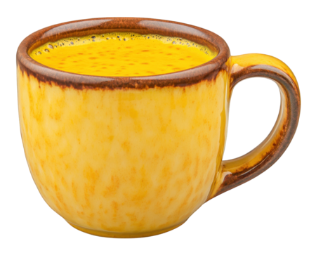 bright yellow turmeric latte in rustic mug, showcasing its vibrant color and inviting warmth. Perfect for cozy moments and health conscious choices