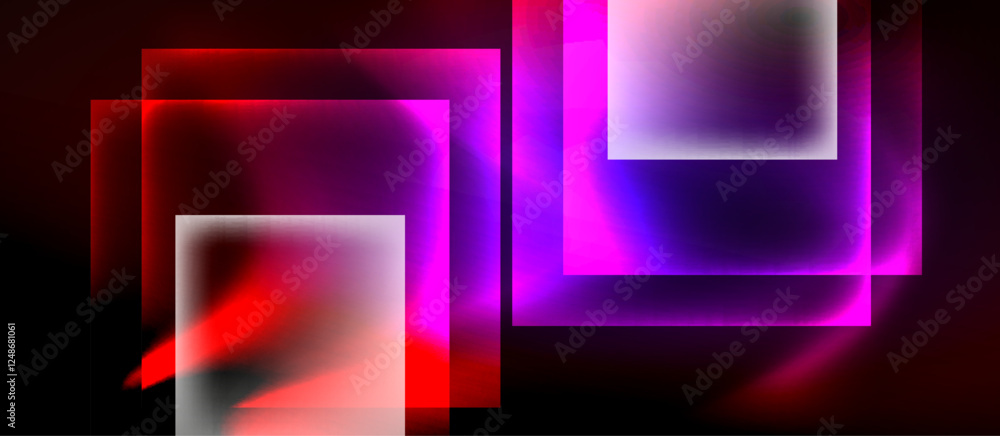 Aufkleber glass squares with neon shiny light abstract background