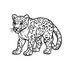 Fototapeta premium Simple Jaguar Coloring Book Page Illustrations Fun for Kids and 