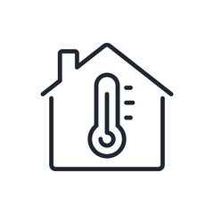 Home temperature editable stroke outline icon isolated on white background flat vector illustration. Pixel perfect. 64 x 64.