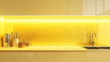 Radiant Yellow Modern Kitchen Design - Sleek and Stylish Interior