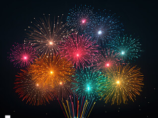 Fototapeta premium Vibrant Fireworks Display Illuminating the Night Sky