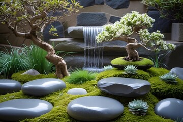 japanese garden with stone