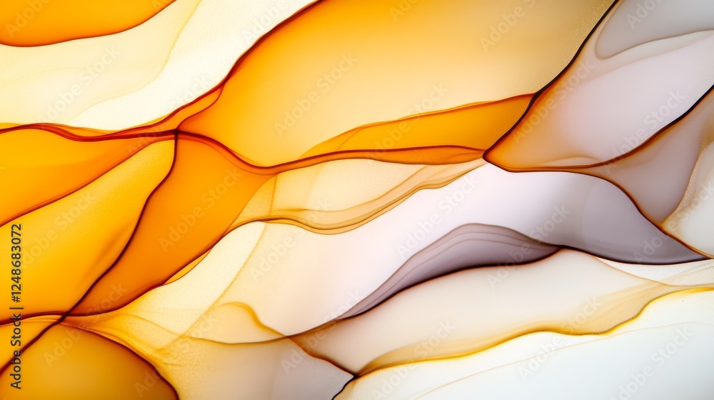 Poster abstract flowing waves of orange and white color creating a serene and dynamic visual effect