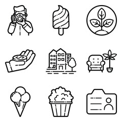 Essential Flat Icon Set Isolated On White Background