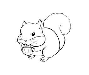 squirrel eating digital illustration drawing isolated