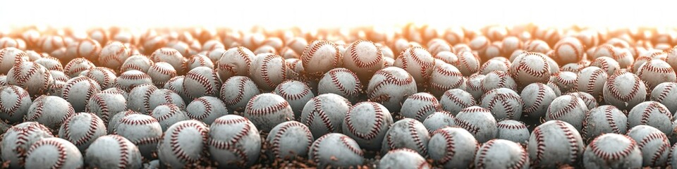 Hyper-realistic Baseball Field with Textured Baseballs in Soft Natural Light