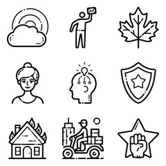 Essential Flat Icon Set Isolated On White Background