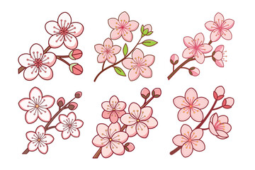 A Bundle of Cute Cherry blossoms vector cartoon illustration Easter day