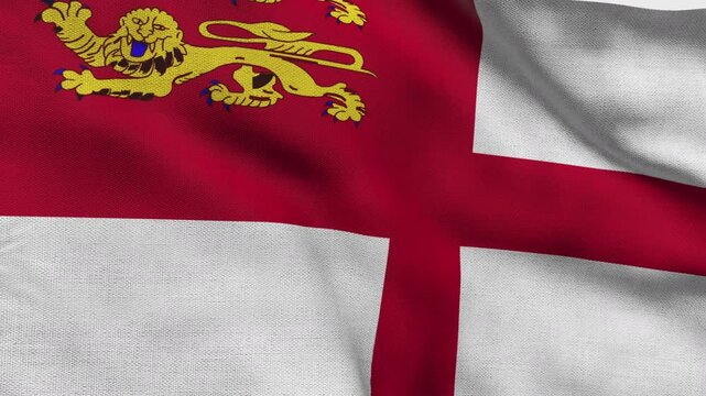 High detailed flag of Sark. National Sark flag. 3D Render.