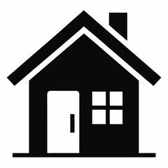 Simple Black Silhouette of a Home