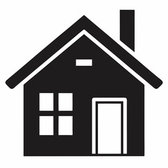 Simple Black Silhouette of a Home