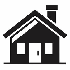 Simple Black Silhouette of a Home