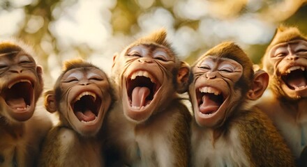 Five Monkeys Laughing Hilariously