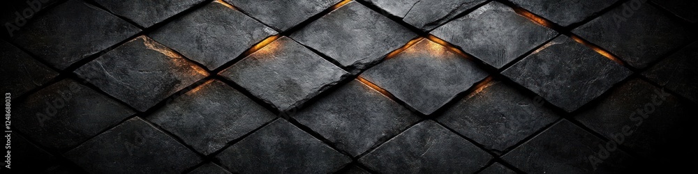 Poster dark textured tiles diamond pattern ambient lighting 3d render
