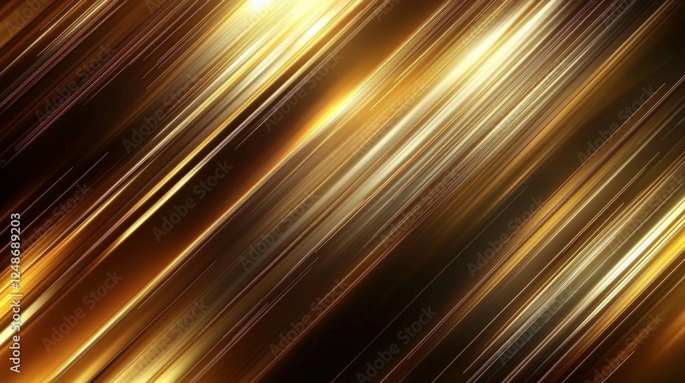Poster elegant dark brown and gold diagonal stripes background featuring dynamic light play and textures fo