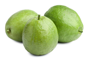 Fresh whole guava fruits isolated on white