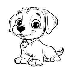 Fototapeta premium Adorable Puppy Coloring Book Page Simple Illustrations for Kids