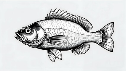 The fish illustration is drawn with pencil strokes on a white background
