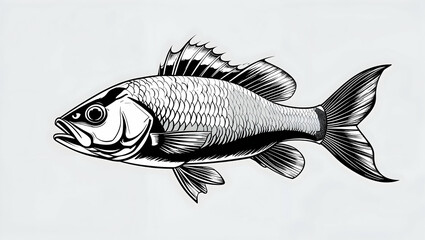 The fish illustration is drawn with pencil strokes on a white background