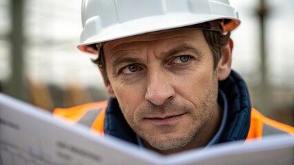 The inspectors thoughtful expression is highlighted in a medium closeup showing creases of experience around their eyes and forehead while their finger lightly traces the outline