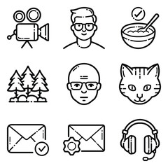 Essential Flat Icon Set Isolated On White Background