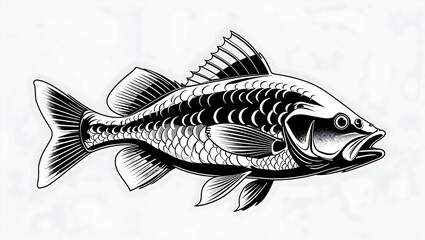 The fish illustration is drawn with pencil strokes on a white background