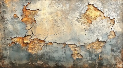 Obraz premium Weathered, cracked, and peeling painted concrete surface. A distressed, aged, and textured backdrop.