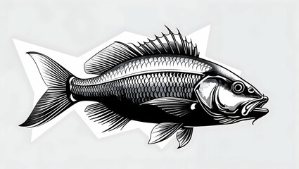 The fish illustration is drawn with pencil strokes on a white background