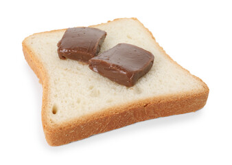 Tasty sandwich with chocolate butter isolated on white