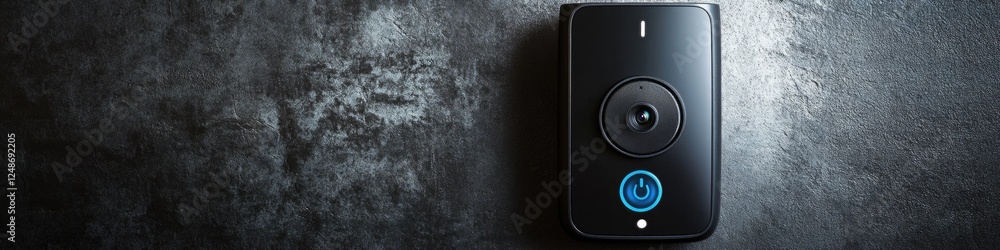 Poster a close-up of a remote control on a table, suitable for use in technology-related scenes or as a sym