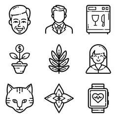 Fototapeta premium Essential Flat Icon Set Isolated On White Background