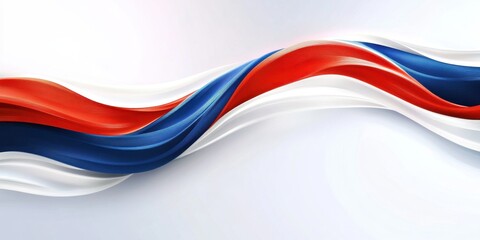 Fototapeta premium Abstract Red White Blue Swirling Waves Design, Dynamic Flowing Fabric Texture, Elegant Background Illustration