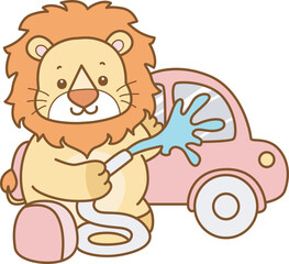 Cute Lion vector icon. Funny baby Lion animal series stock illustration. life of fluffy Lion designs.