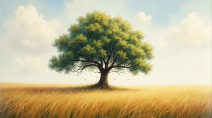 Obraz premium Majestic Tree Oil Painting Collage