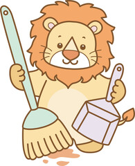 Cute Lion vector icon. Funny baby Lion animal series stock illustration. life of fluffy Lion designs.