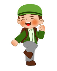 Muslim Student Back to School Illustration