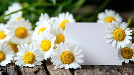 A bouquet of white and yellow flowers on a plain card, ideal for birthdays, get well messages or everyday use