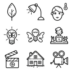 Essential Flat Icon Set Isolated On White Background