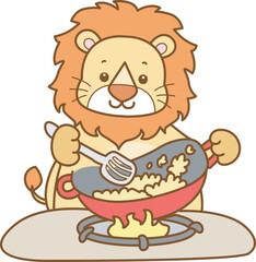 Cute Lion vector icon. Funny baby Lion animal series stock illustration. life of fluffy Lion designs.