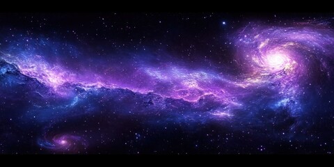 Cosmic Nebula Panorama with Swirling Galaxies and Celestial Light