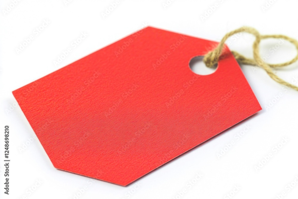 Poster a red price tag hangs from a string, ready to be used