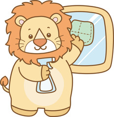 Cute Lion vector icon. Funny baby Lion animal series stock illustration. life of fluffy Lion designs.