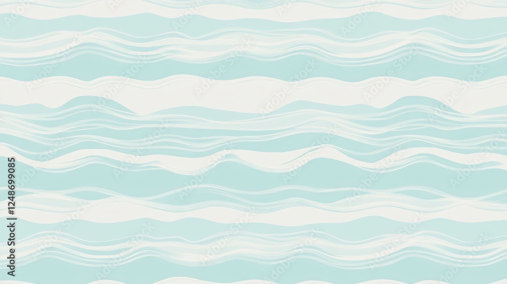 Poster soft pastel blue waves seamless pattern for backgrounds and textiles in a minimalist style