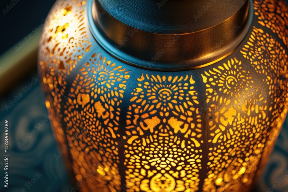 Poster a close-up of a vase lit from within, highlighting the intricate design and texture