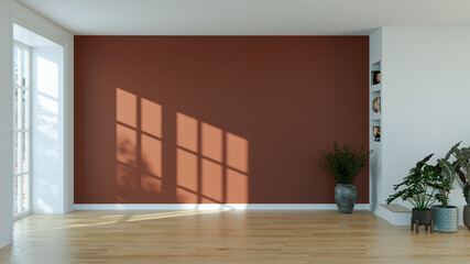 Large luxury modern bright interiors Living room mockup illustration 3D rendering image