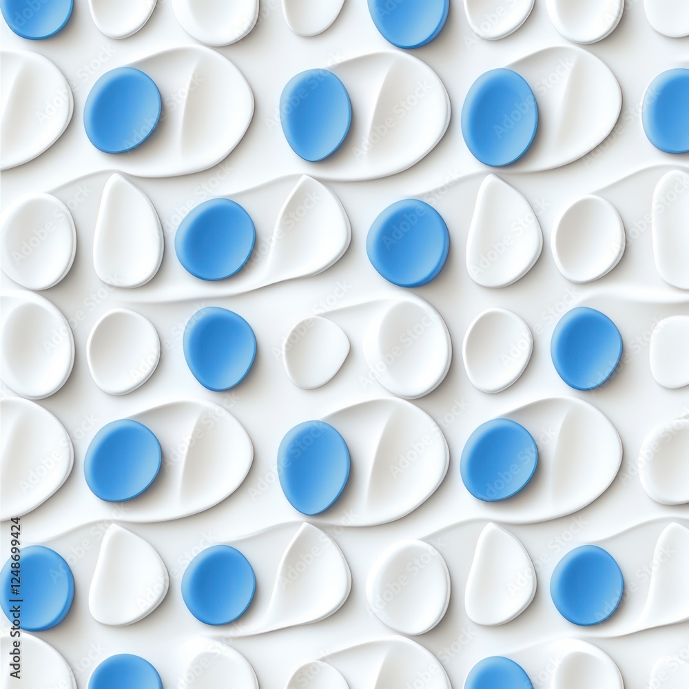 Poster Abstract Composition of White and Blue Shape Patterns for Modern Design Inspiration and Creative Projects